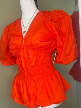 Tinsel Bright Orange Statement Top XS